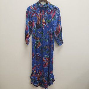 Maeve Womens Jessamine Midi Dress Size S Multicolor Floral 3/4 Sleeve Mock Neck